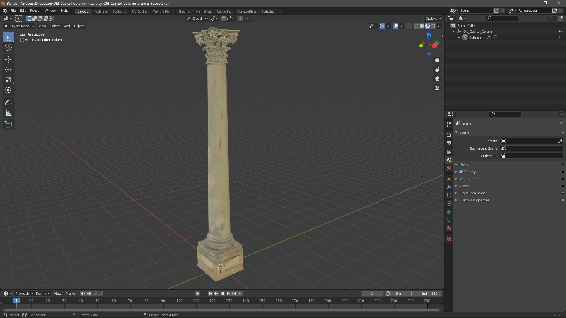 3D Old Capitol Column model