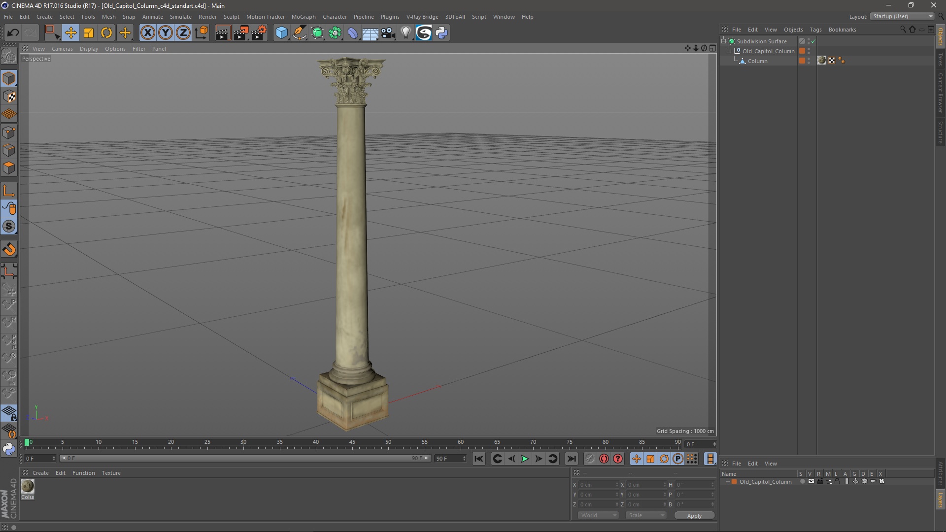 3D Old Capitol Column model