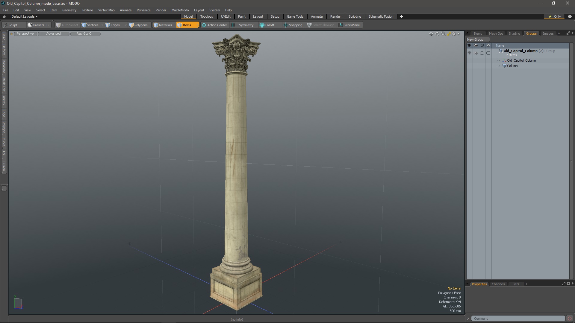 3D Old Capitol Column model