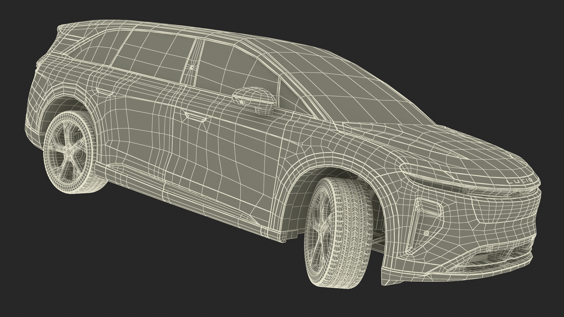 3D model Lucid Gravity 2024 Electric SUV Olive Color Rigged
