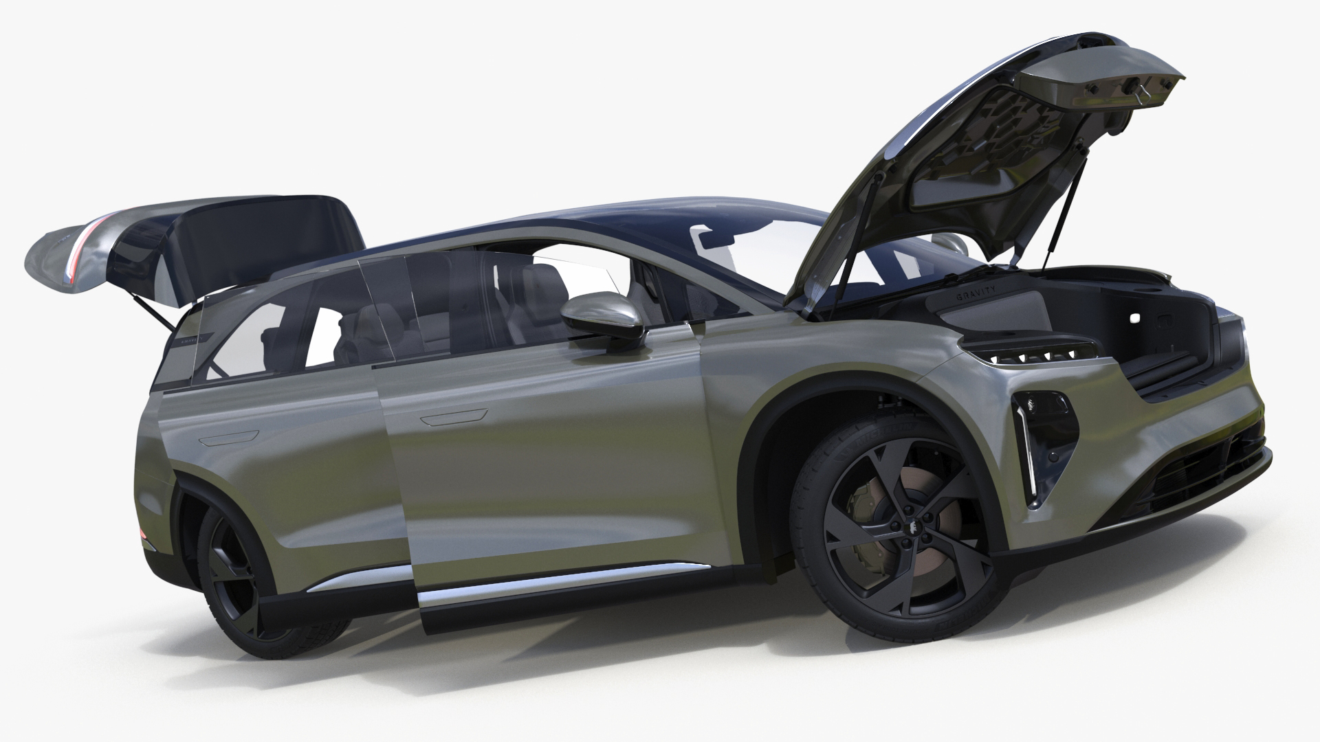 3D model Lucid Gravity 2024 Electric SUV Olive Color Rigged