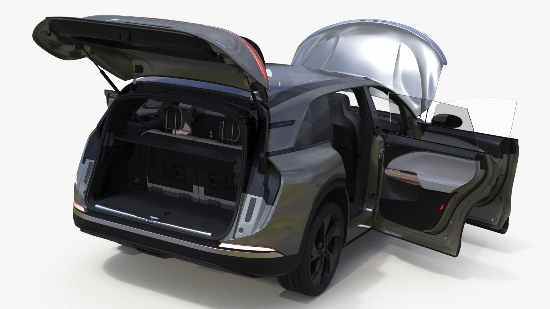 3D model Lucid Gravity 2024 Electric SUV Olive Color Rigged