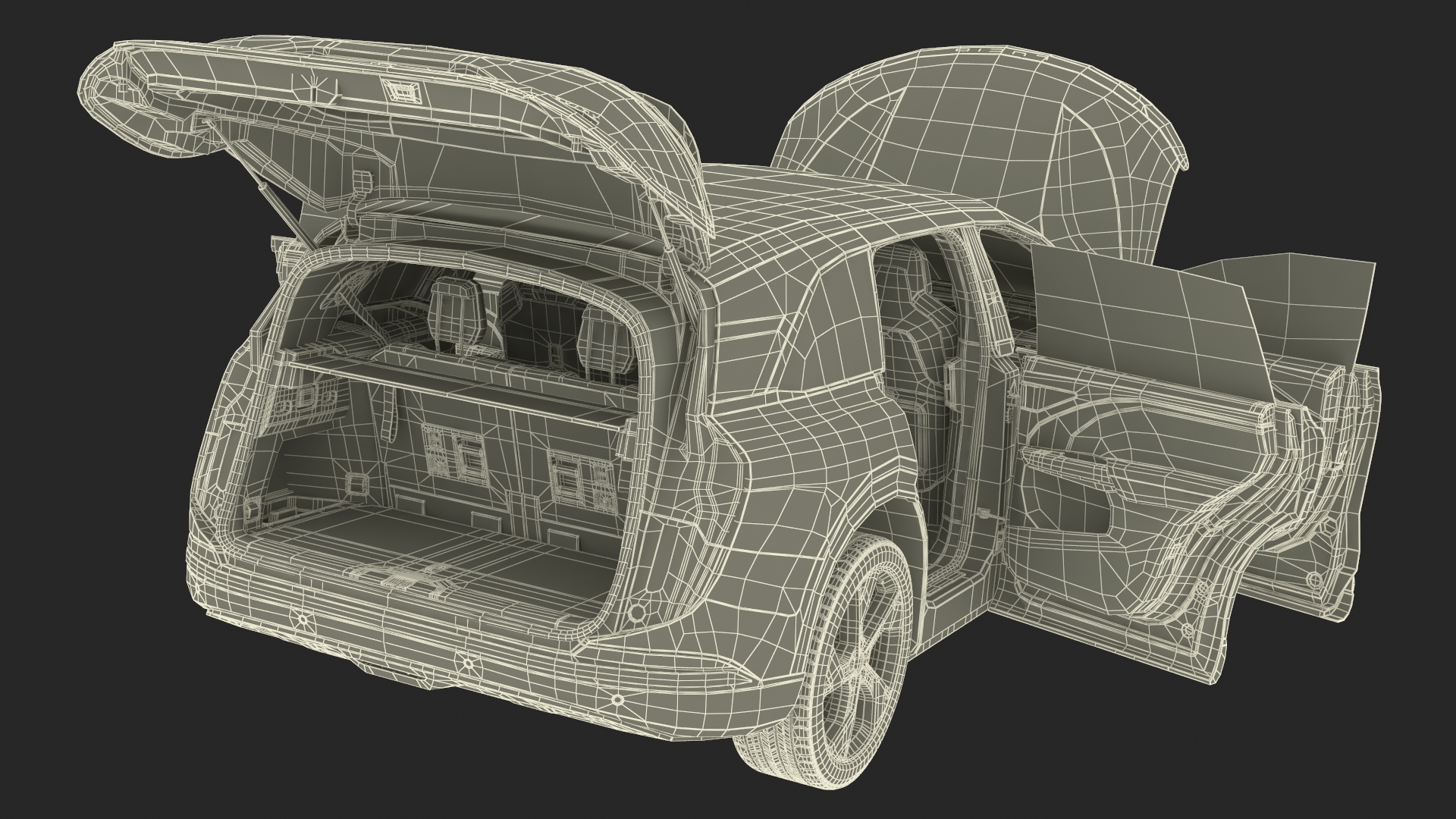 3D model Lucid Gravity 2024 Electric SUV Olive Color Rigged