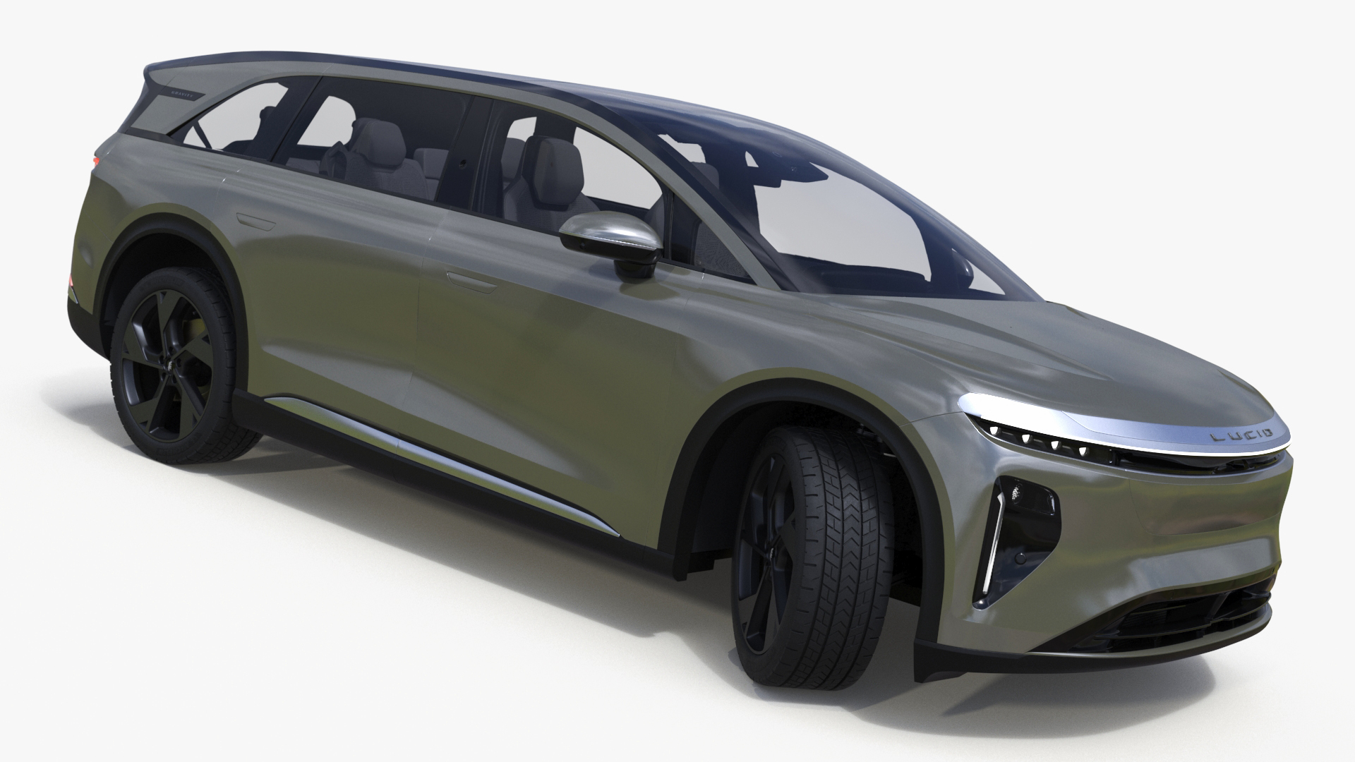 3D model Lucid Gravity 2024 Electric SUV Olive Color Rigged