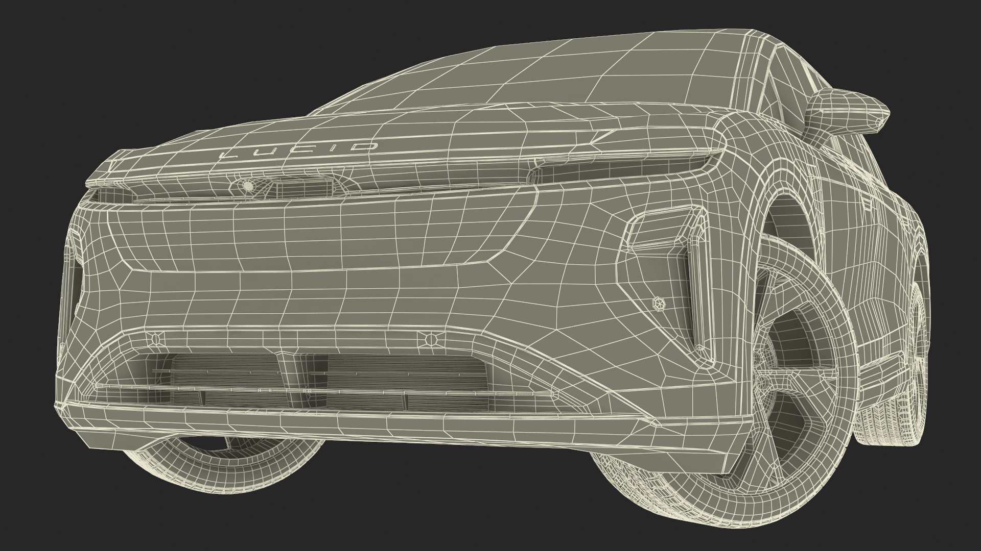 3D model Lucid Gravity 2024 Electric SUV Olive Color Rigged