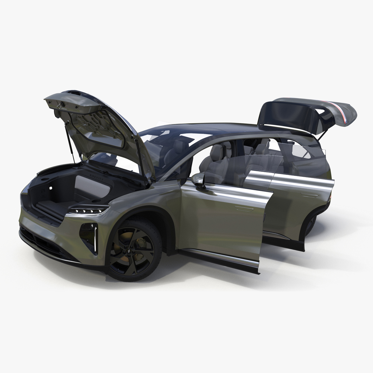 3D model Lucid Gravity 2024 Electric SUV Olive Color Rigged
