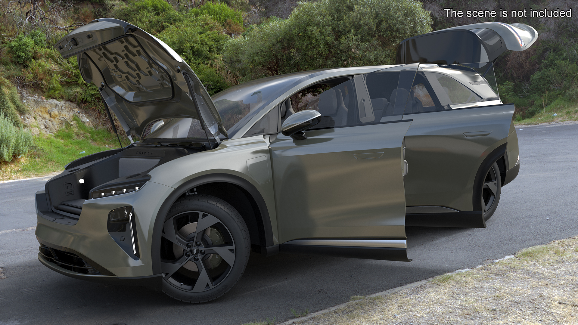 3D model Lucid Gravity 2024 Electric SUV Olive Color Rigged