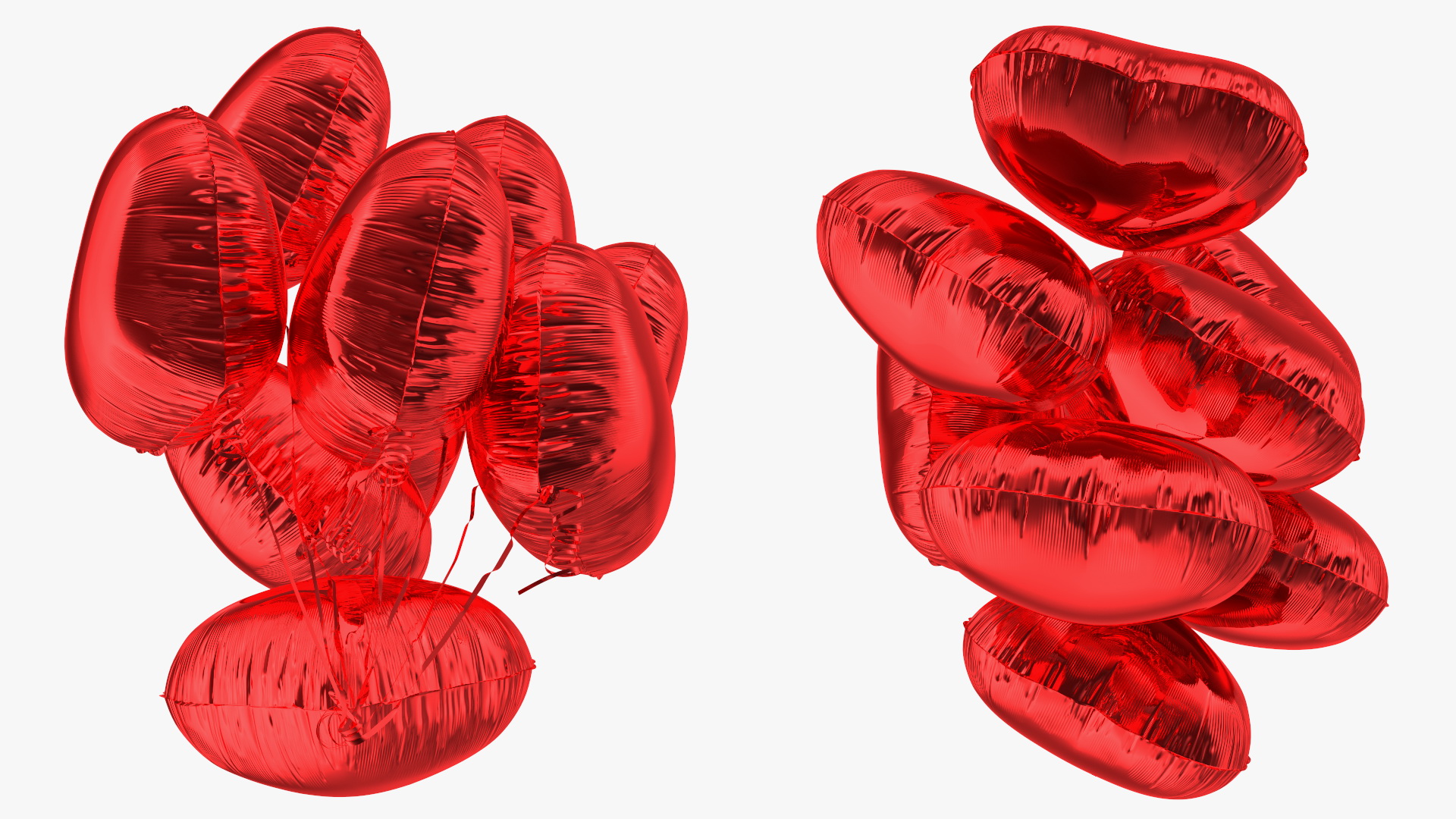 Helium Red Heart Shape Balloons Bouquet 3D model