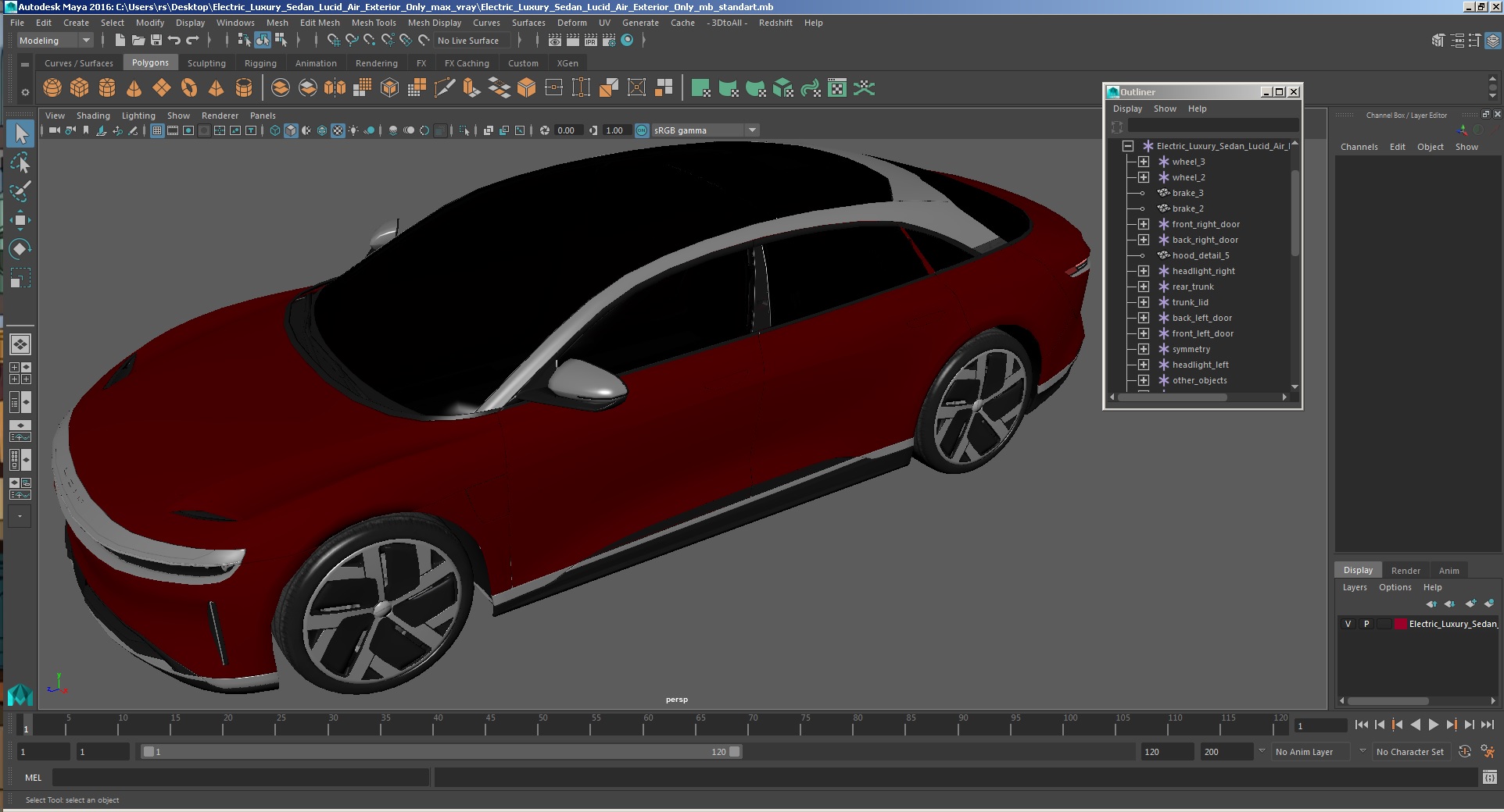 3D model Electric Luxury Sedan Lucid Air Exterior Only