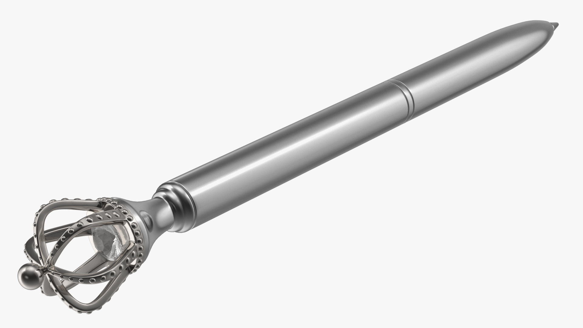 3D Crown Ballpoint Pen Silver