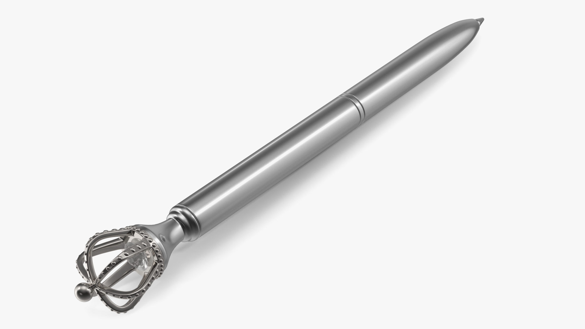 3D Crown Ballpoint Pen Silver