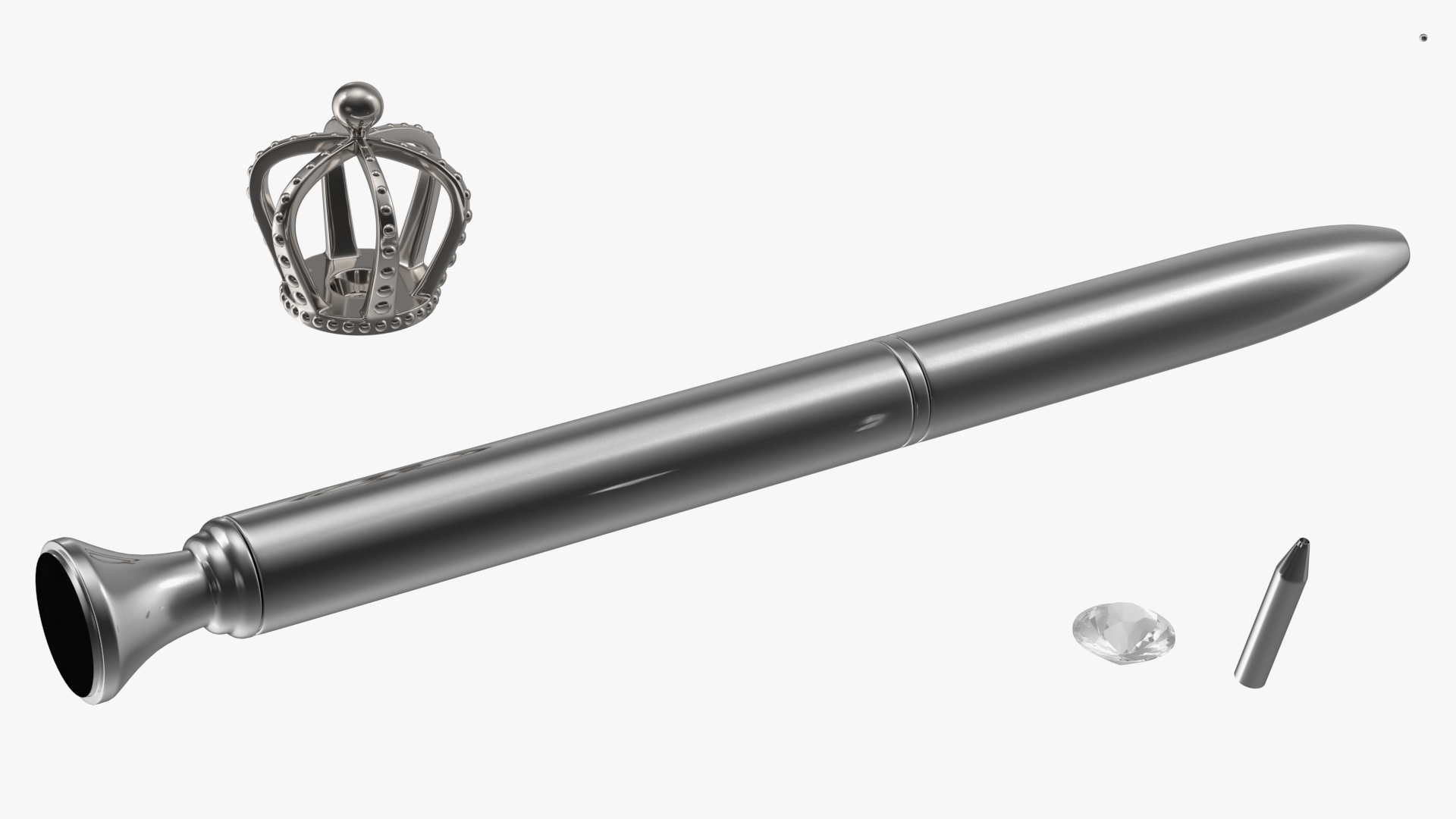 3D Crown Ballpoint Pen Silver