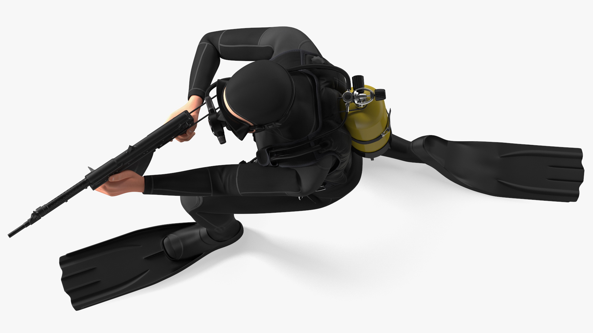 Combat Swimmer with Underwater Rifle APS Rigged 3D