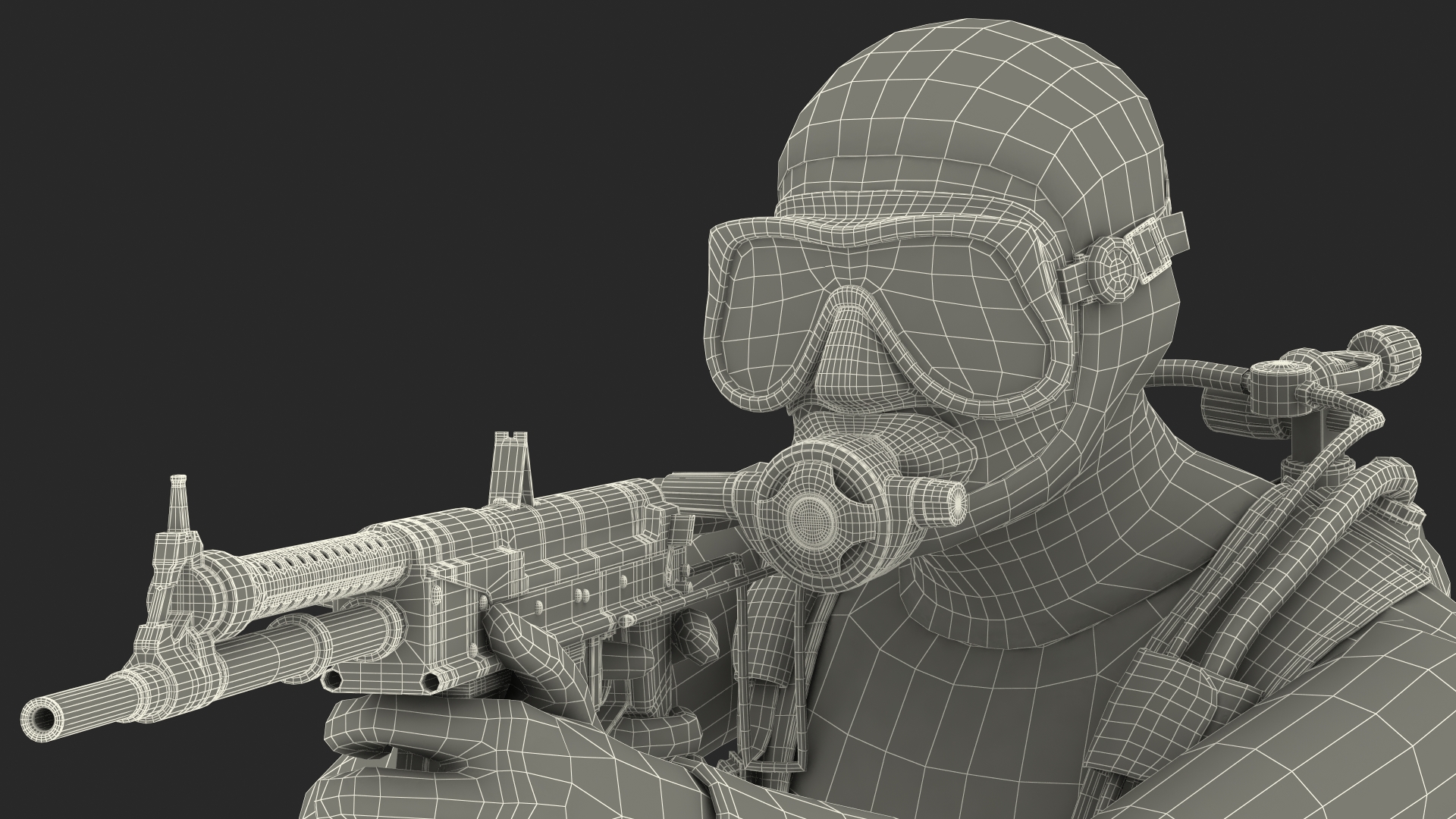 Combat Swimmer with Underwater Rifle APS Rigged 3D