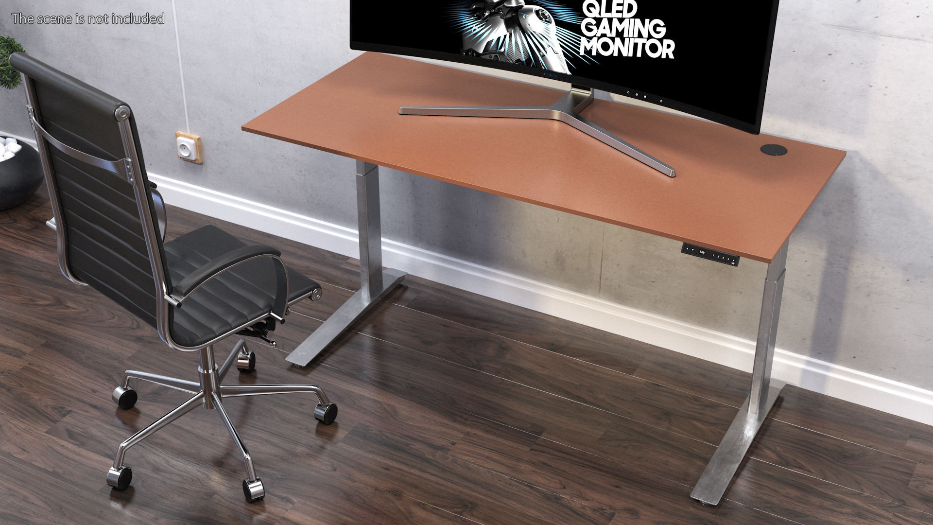 3D Brown Standing Desk Workstation