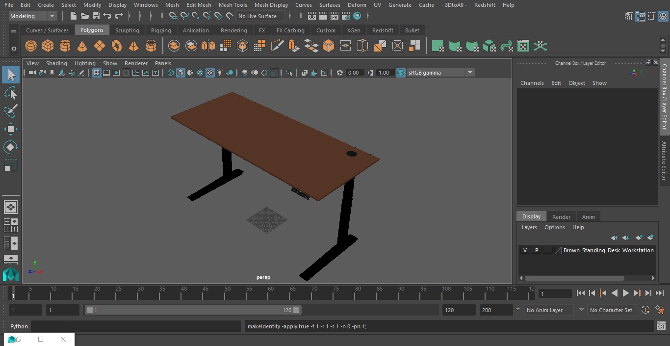 3D Brown Standing Desk Workstation