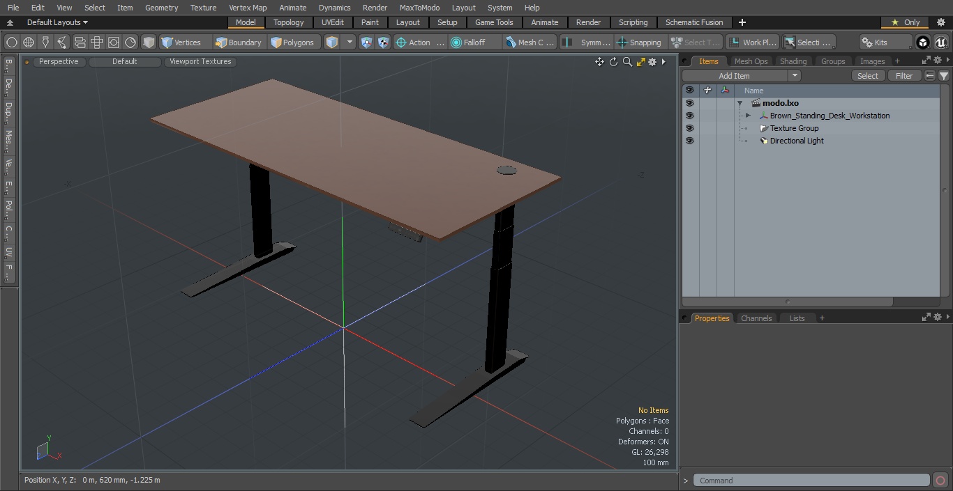 3D Brown Standing Desk Workstation