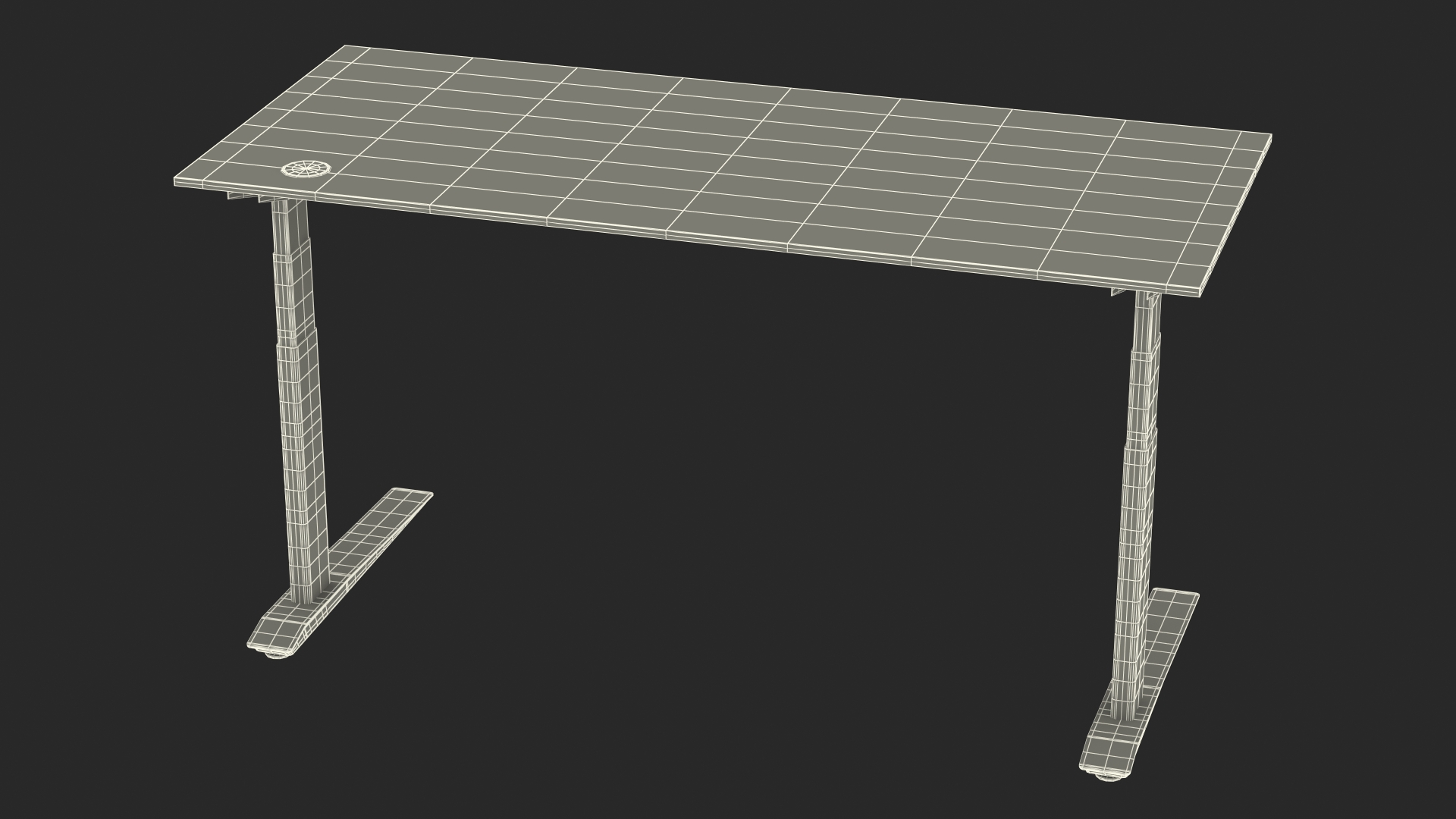 3D Brown Standing Desk Workstation