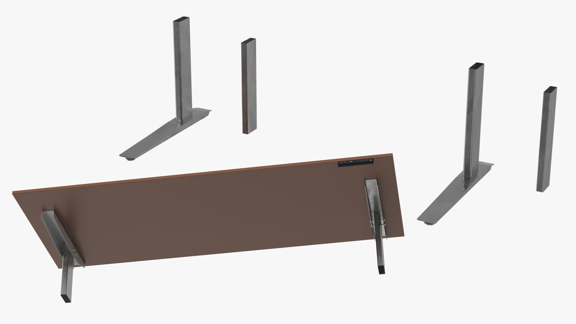3D Brown Standing Desk Workstation