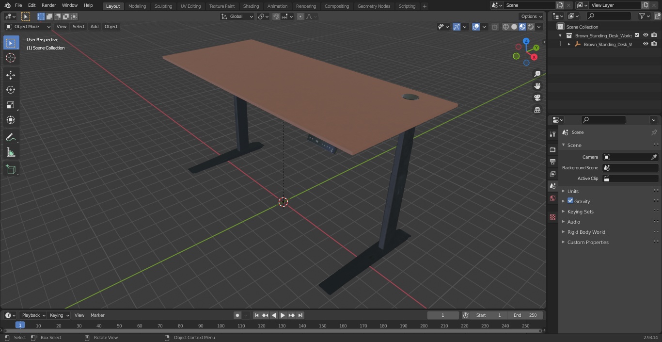 3D Brown Standing Desk Workstation