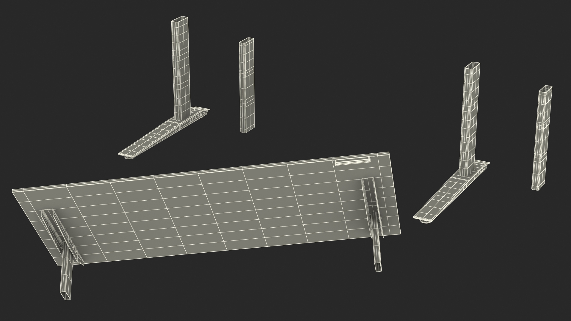 3D Brown Standing Desk Workstation