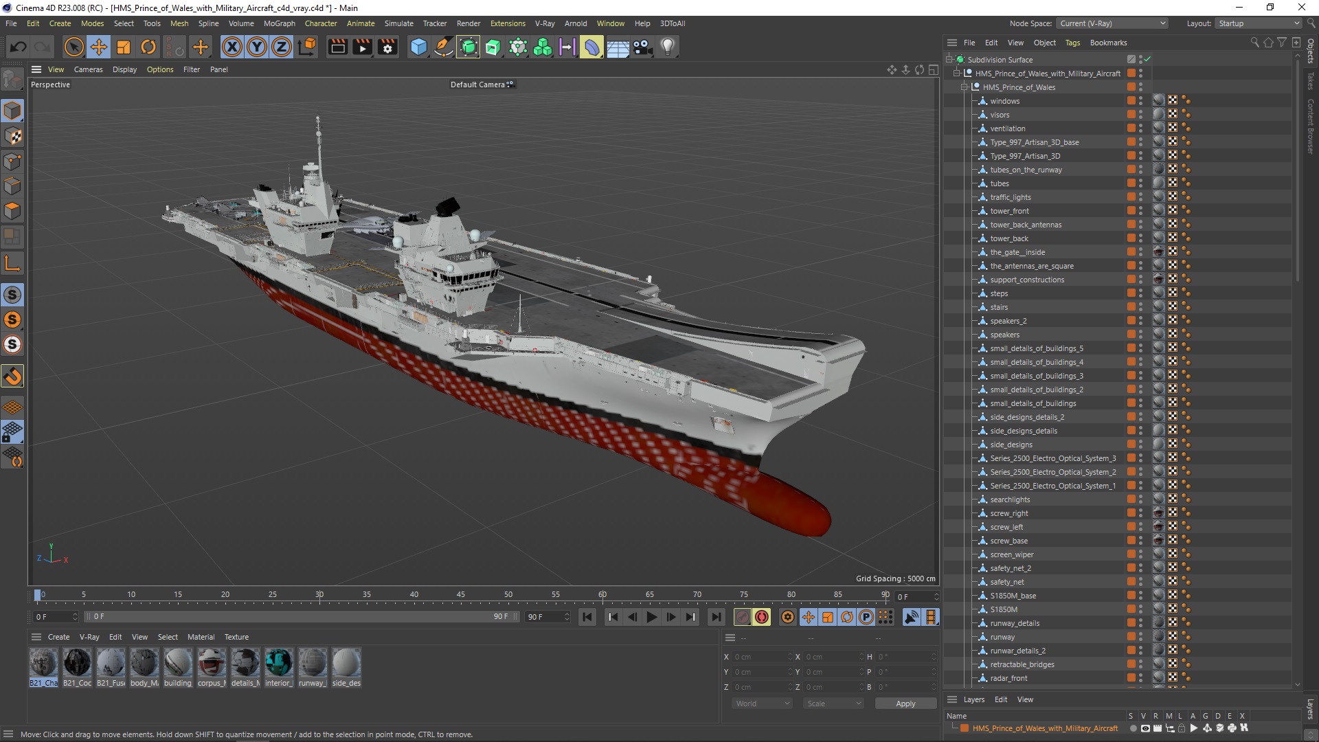 HMS Prince of Wales with Military Aircraft 3D