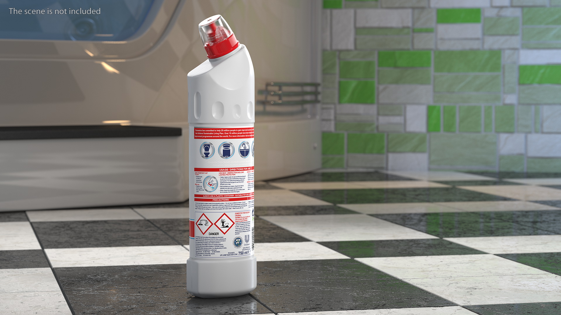 Domestos Toilet Cleaner Bleach Ultra White 3D