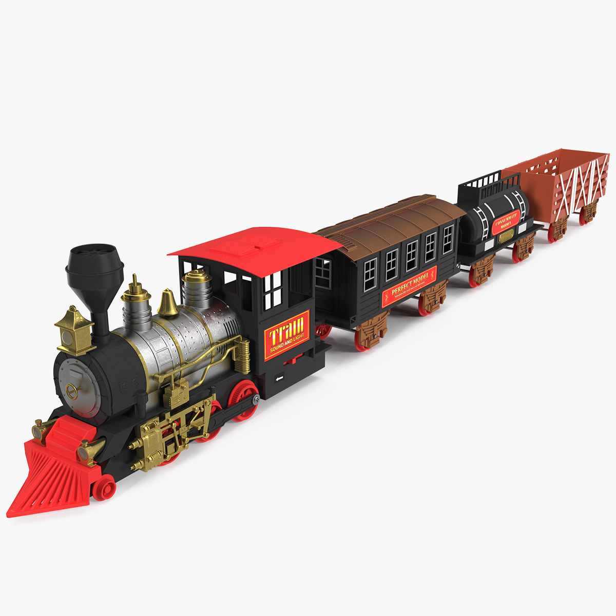 Toy Train with Wagons 3D Model