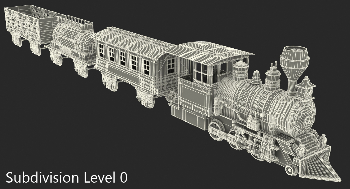 3D Toy Train with Wagons