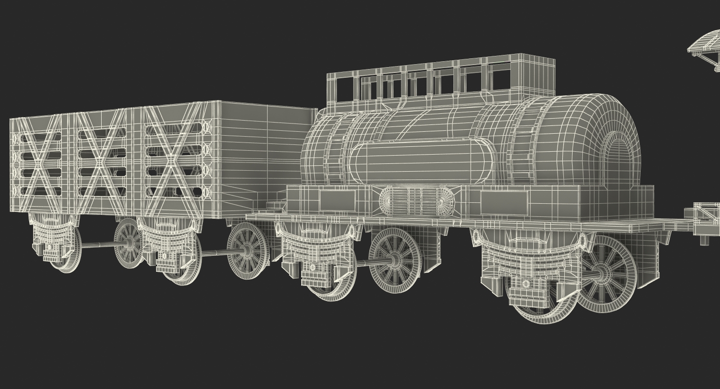3D Toy Train with Wagons
