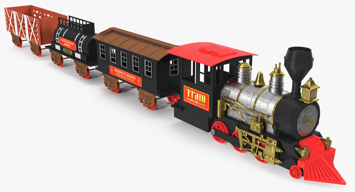 3D Toy Train with Wagons