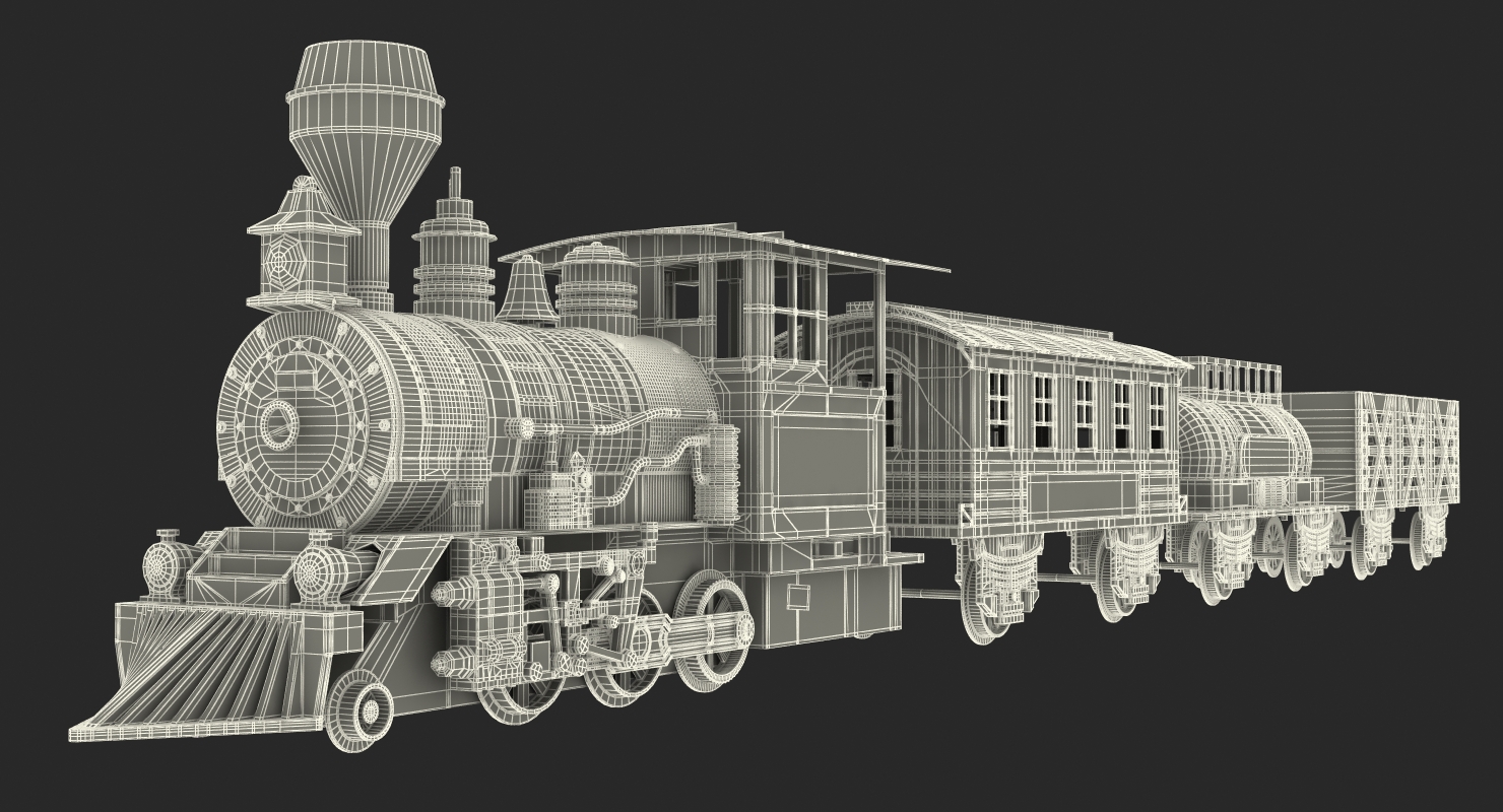 3D Toy Train with Wagons