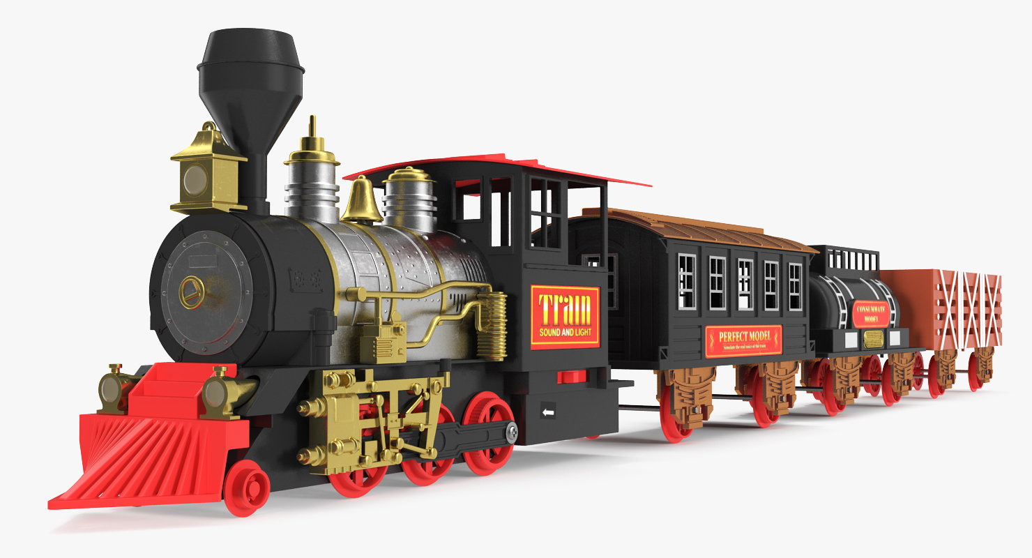 3D Toy Train with Wagons