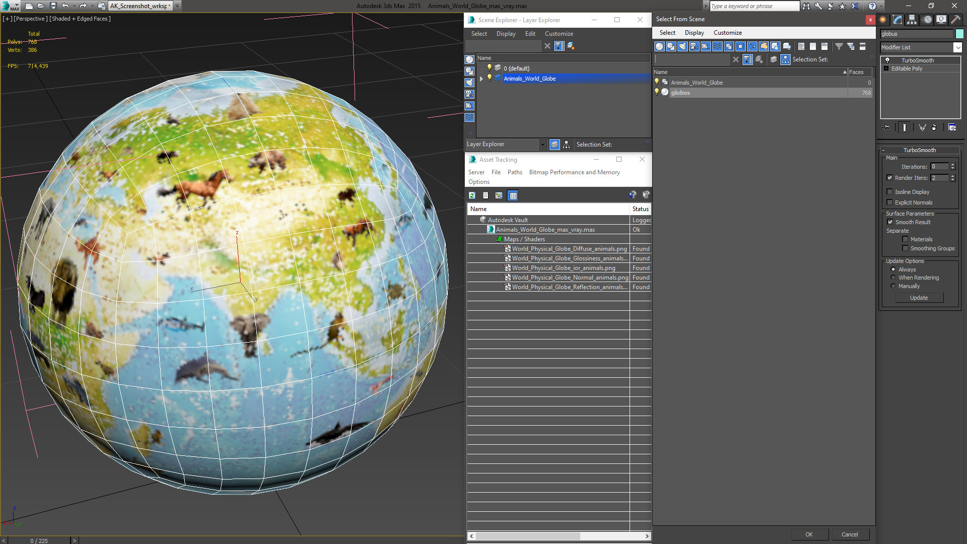 Animals World Globe 3D model