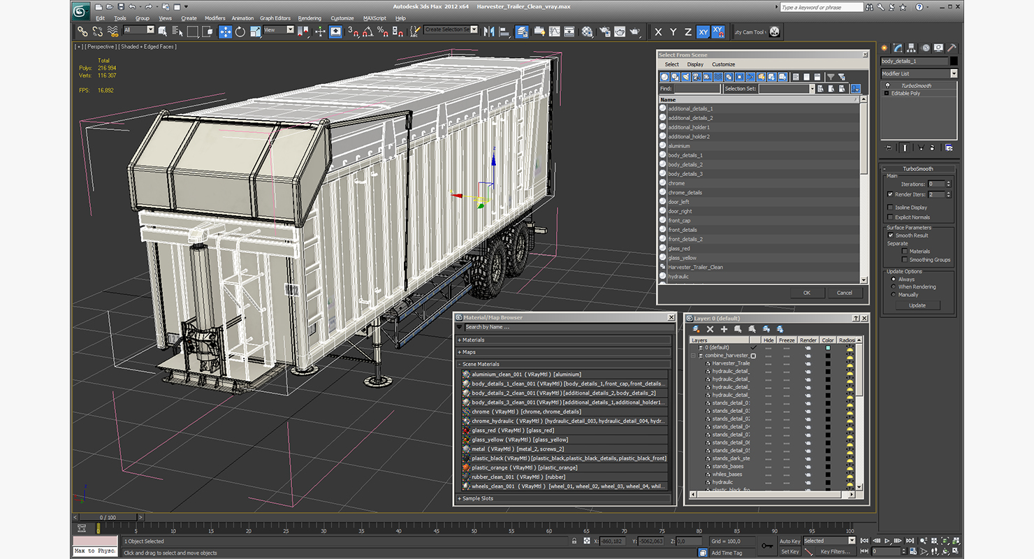 3D Harvester Trailer Clean model