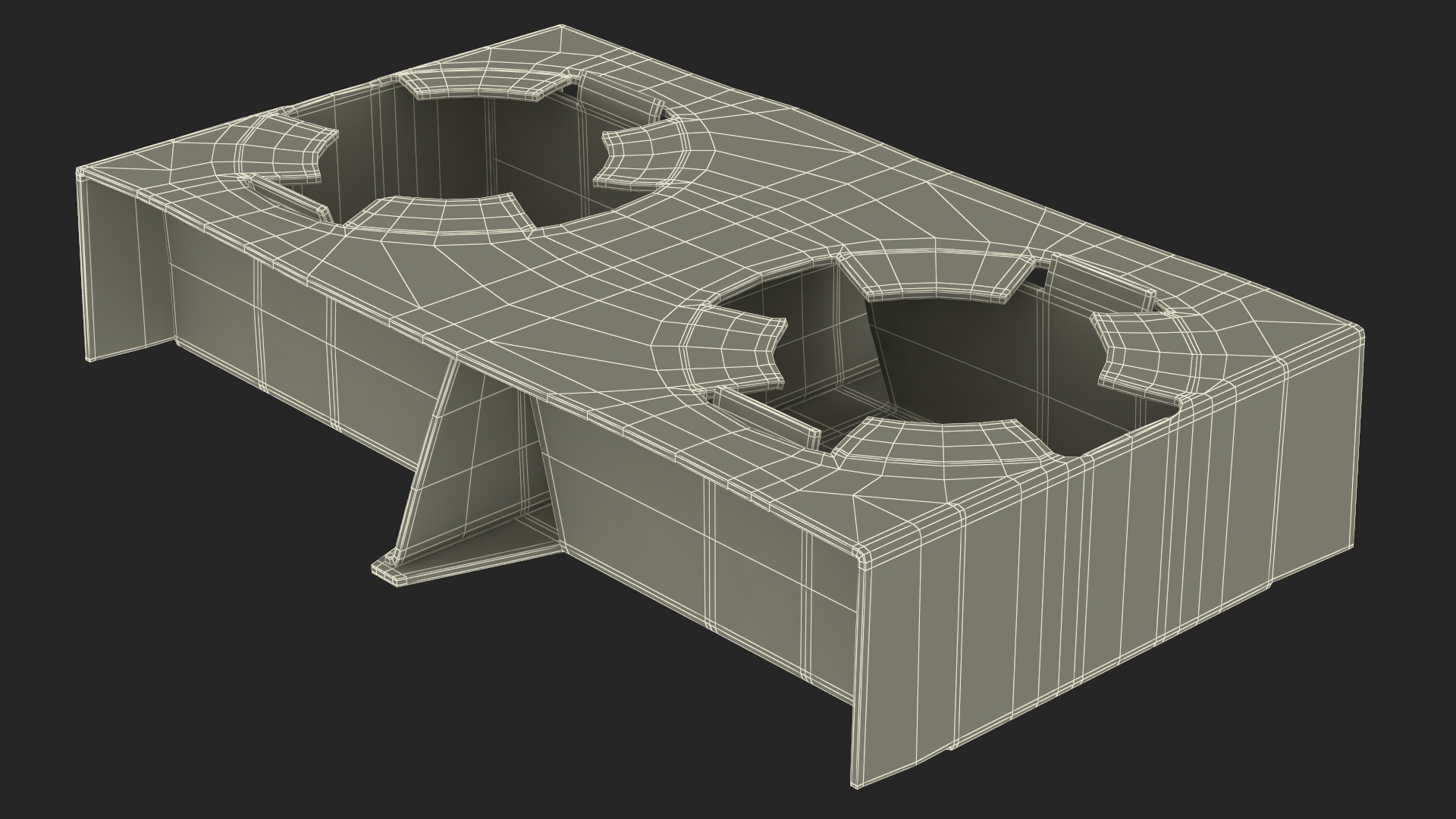 Cardboard Holder for 2 Cups 3D
