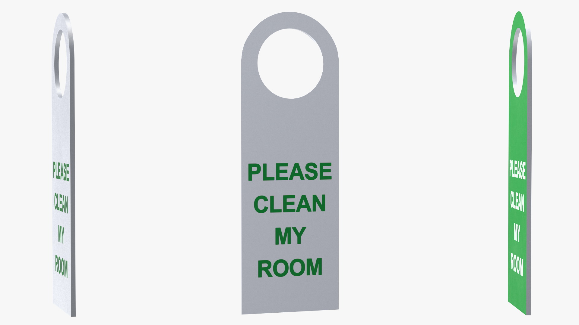 3D Hotel Door Hanger Clean My Room White Green model