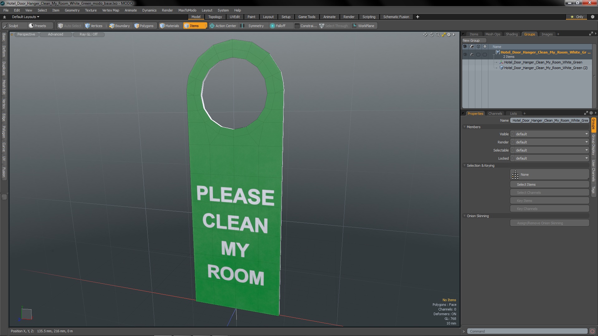 3D Hotel Door Hanger Clean My Room White Green model