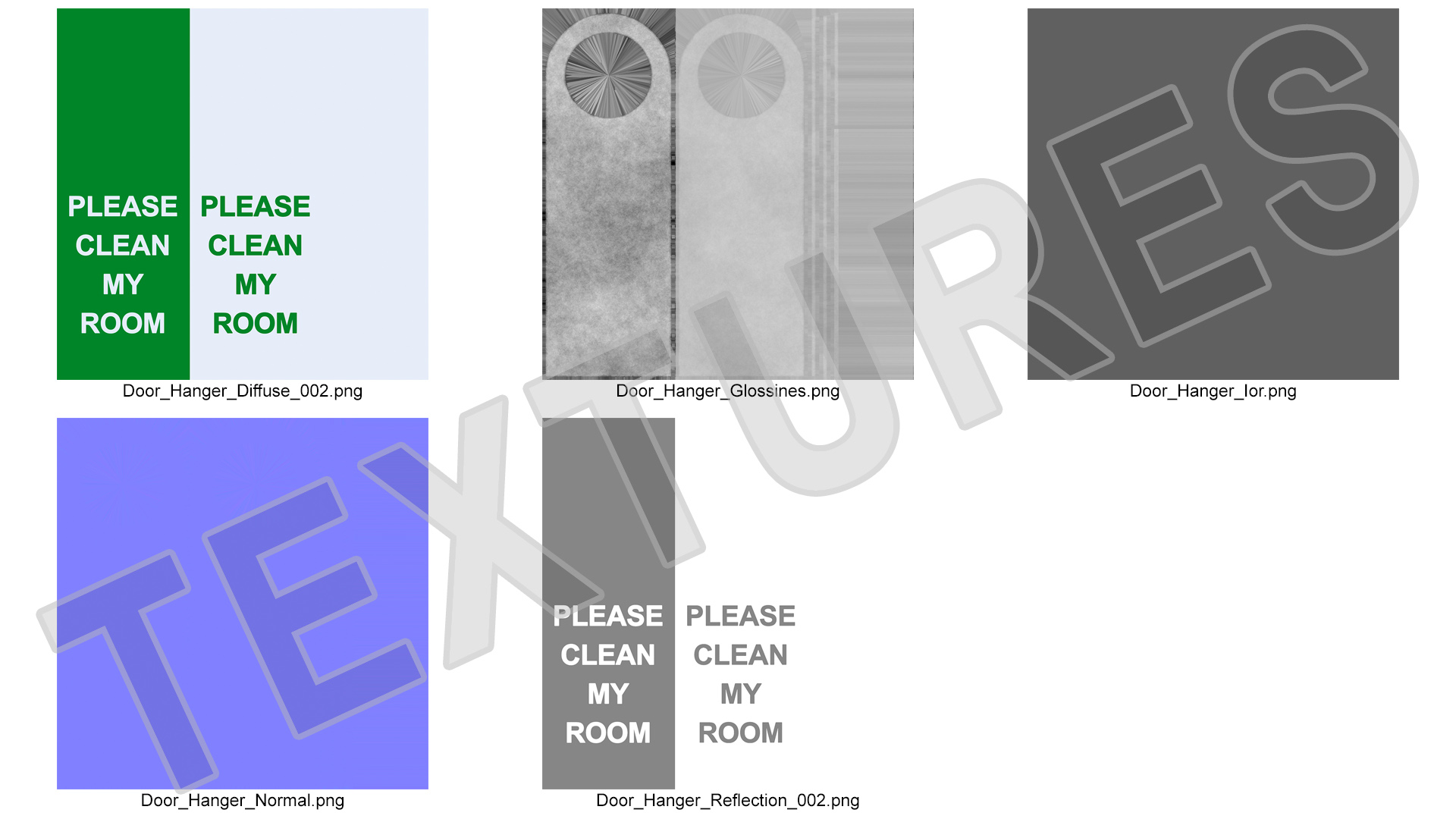 3D Hotel Door Hanger Clean My Room White Green model