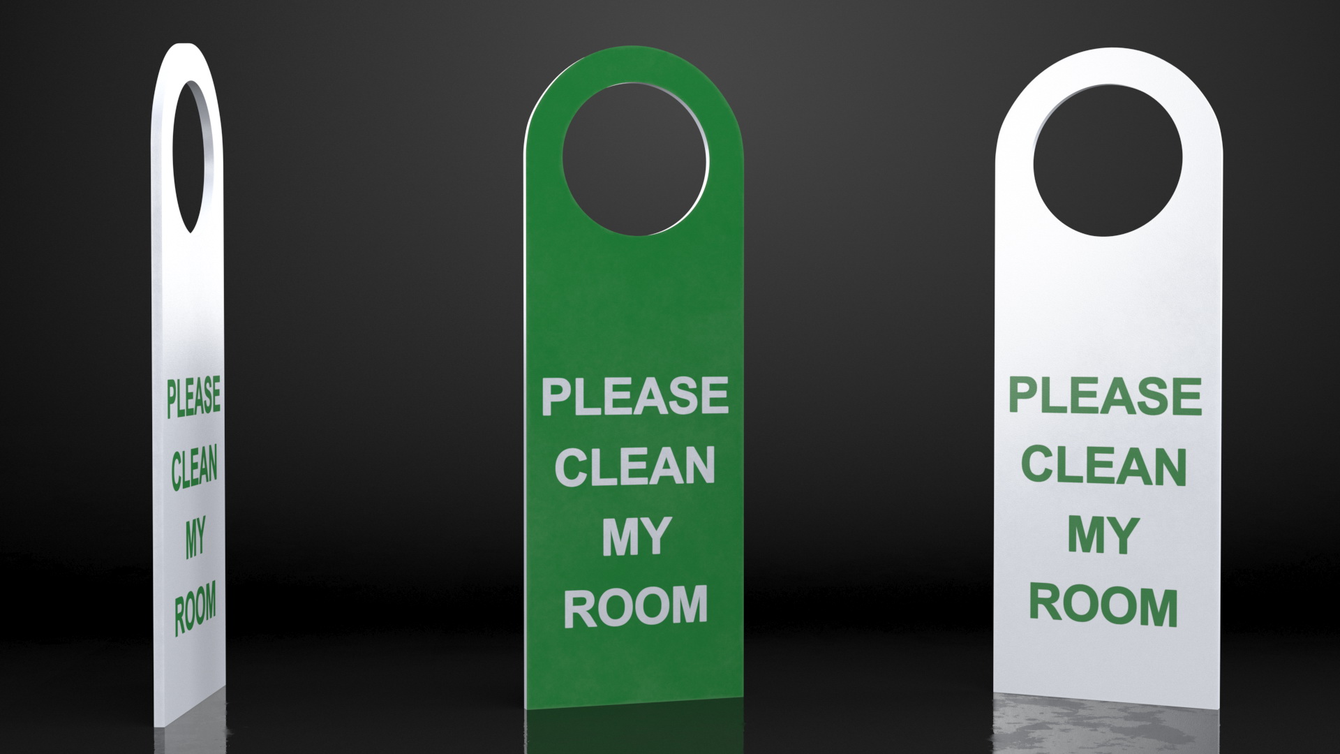 3D Hotel Door Hanger Clean My Room White Green model