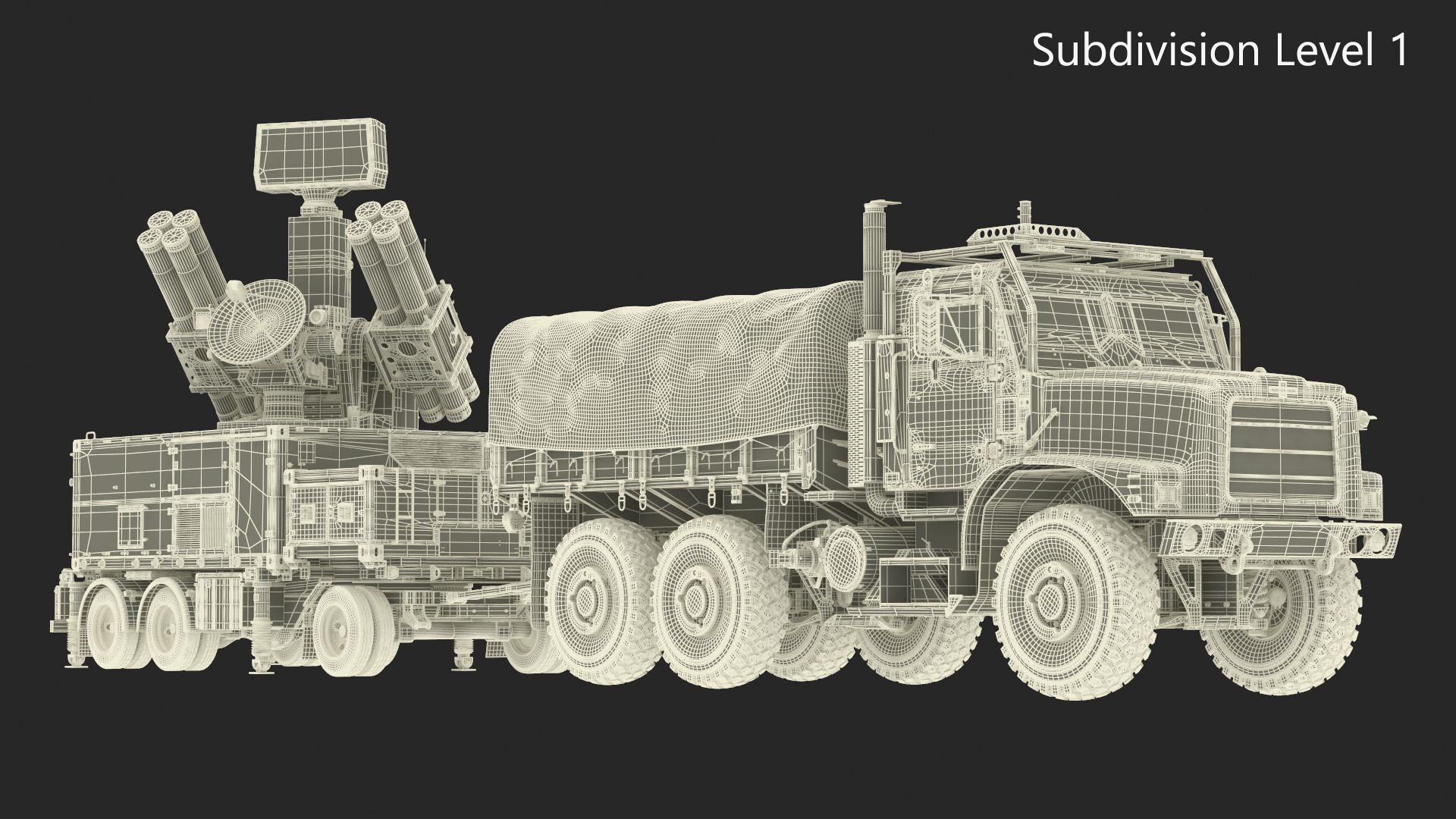 3D Truck with Trailer Air Defense Missile Complex