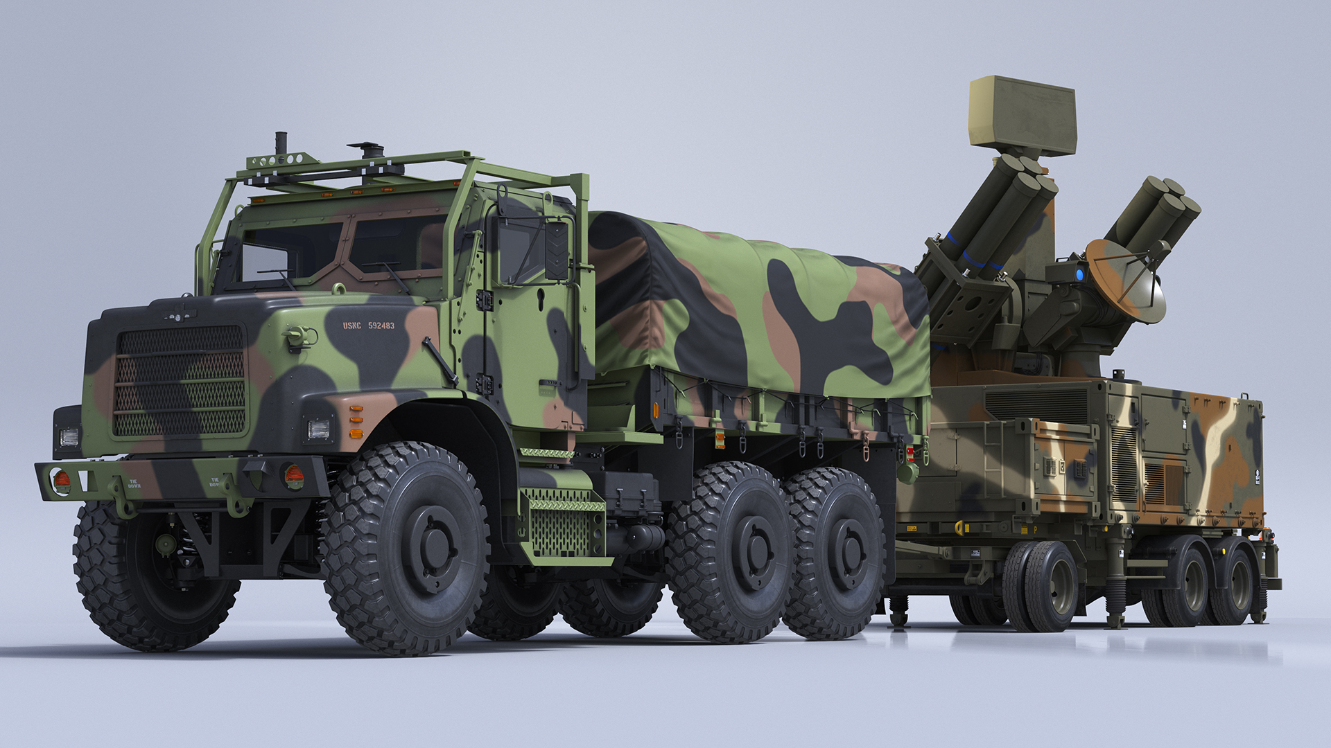 3D Truck with Trailer Air Defense Missile Complex