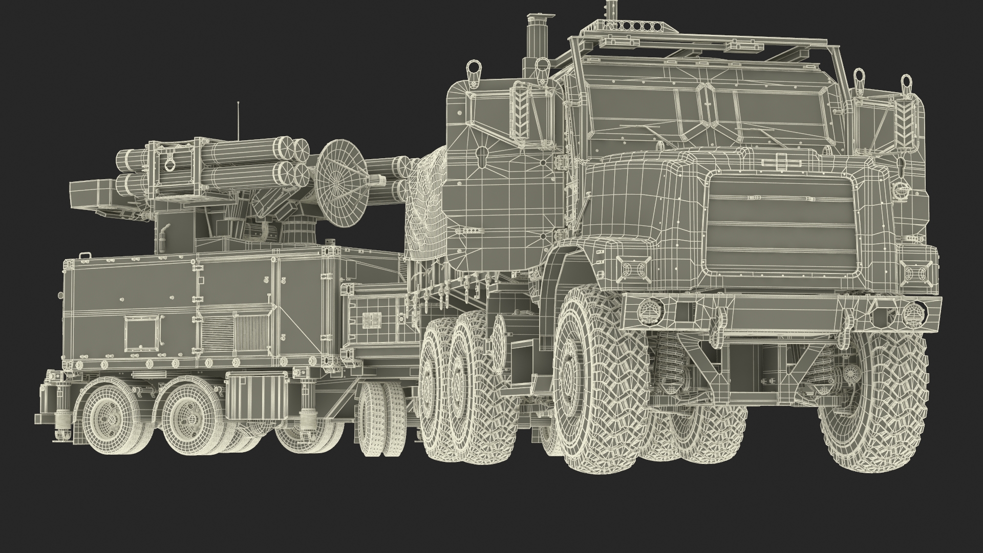 3D Truck with Trailer Air Defense Missile Complex