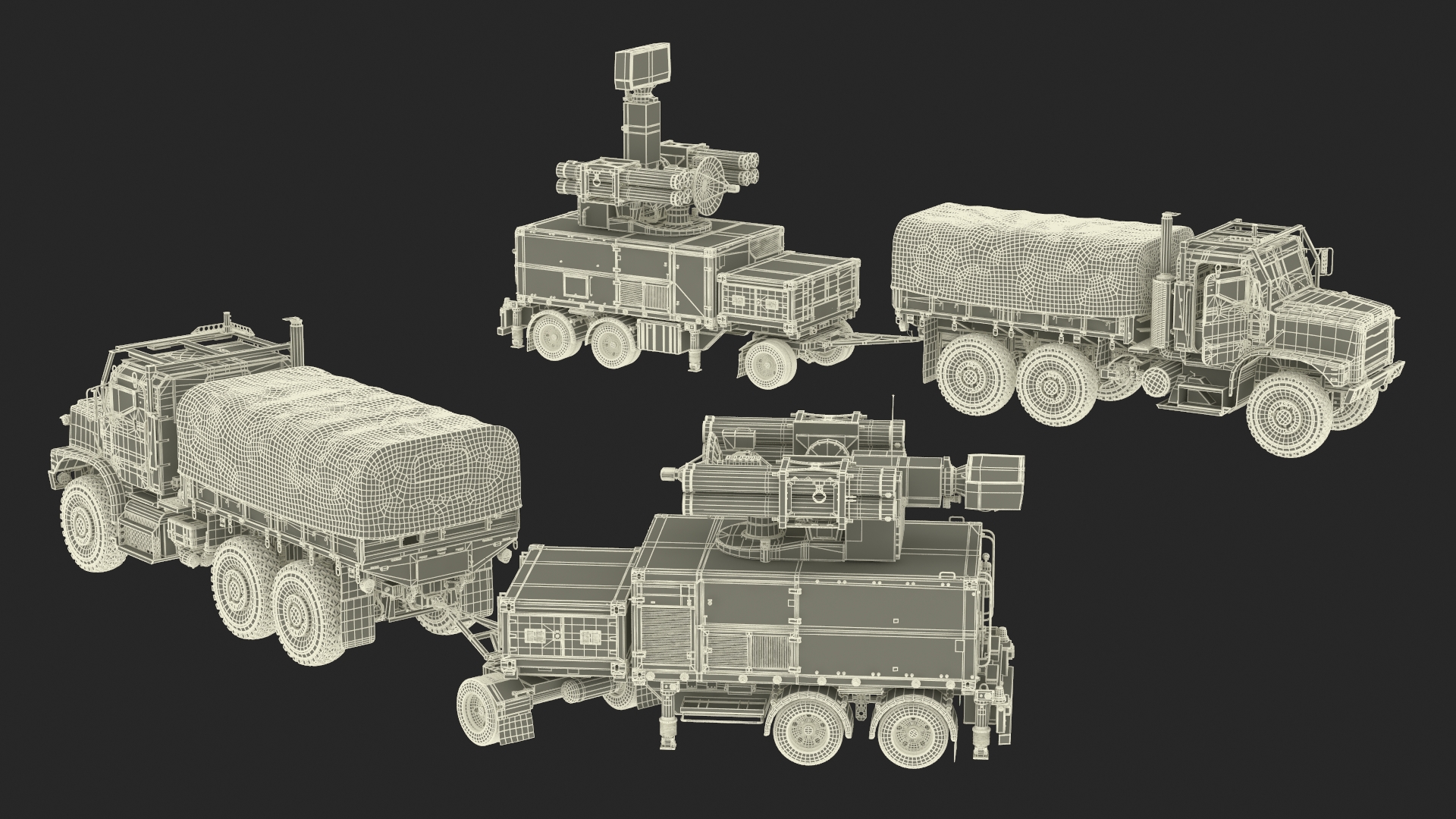 3D Truck with Trailer Air Defense Missile Complex
