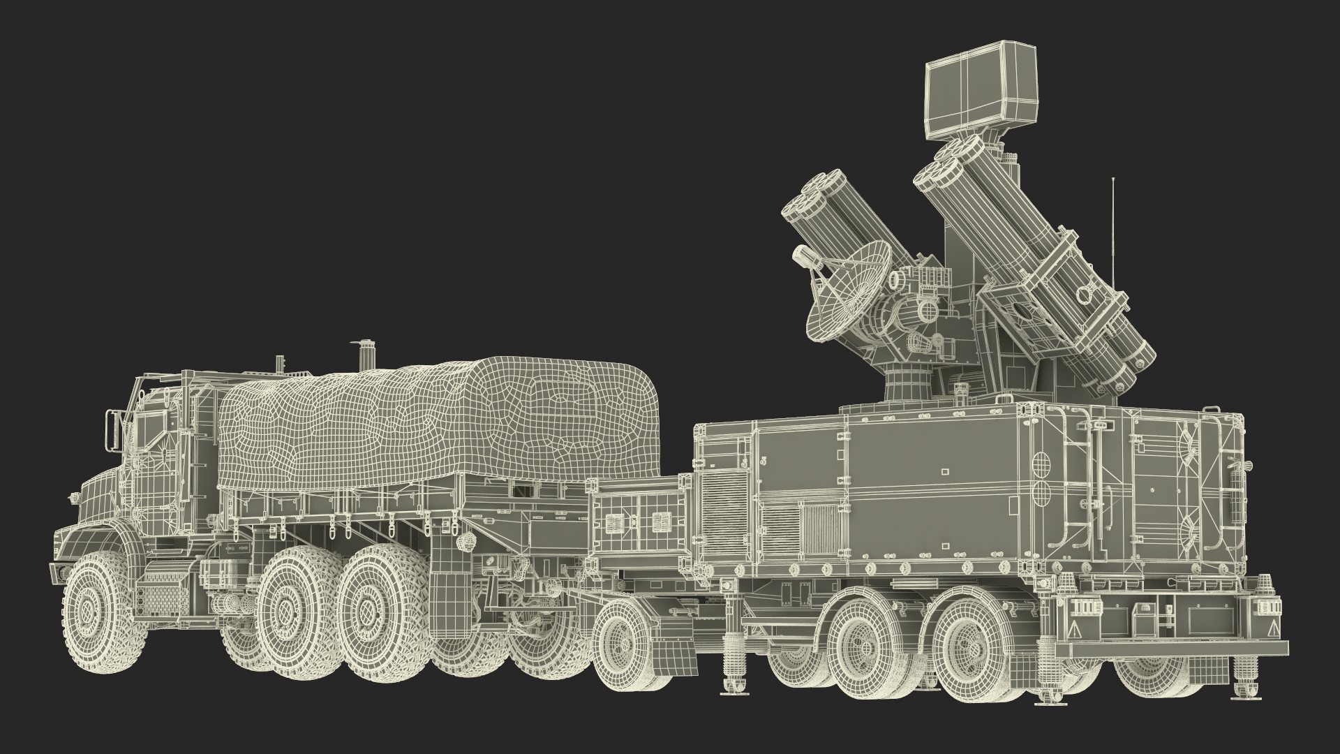 3D Truck with Trailer Air Defense Missile Complex