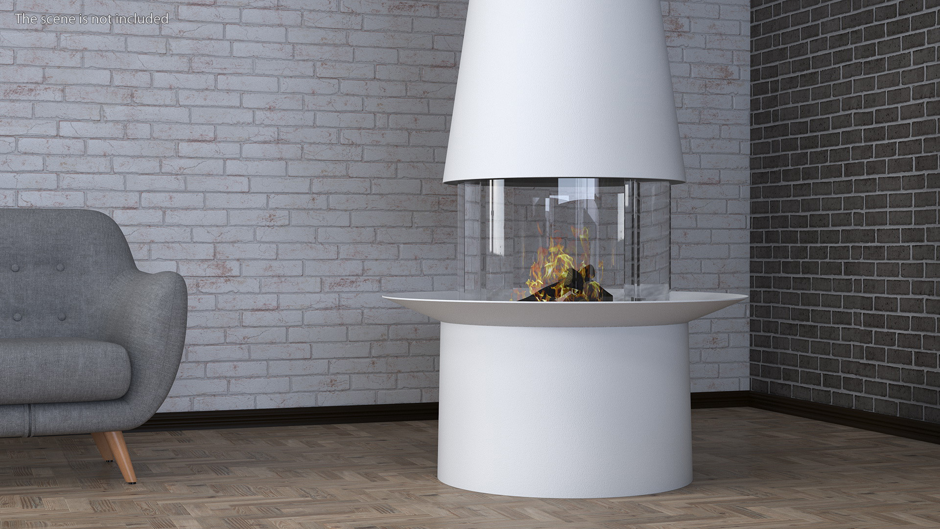 3D Modern Firaeplace Focus Creations Filiofocus Central White model