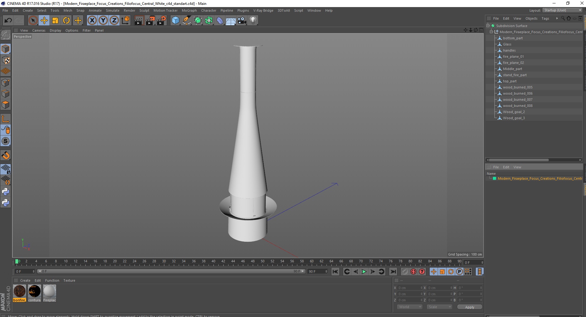 3D Modern Firaeplace Focus Creations Filiofocus Central White model