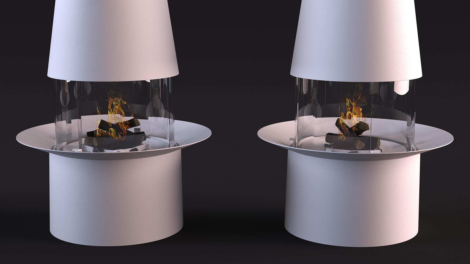 3D Modern Firaeplace Focus Creations Filiofocus Central White model