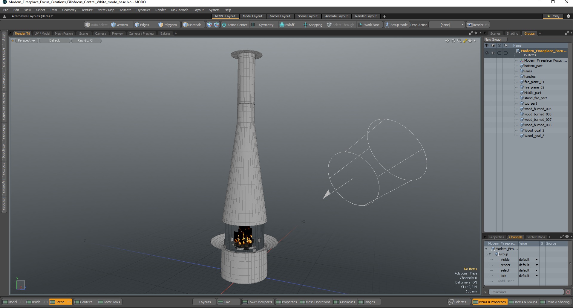 3D Modern Firaeplace Focus Creations Filiofocus Central White model