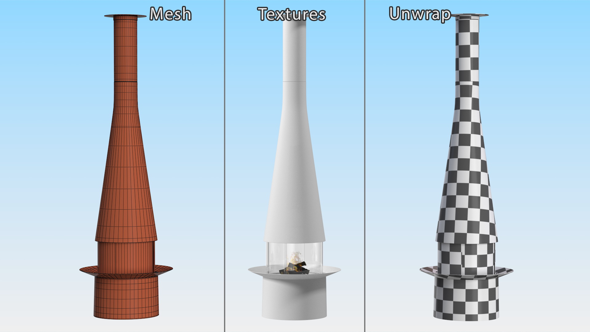 3D Modern Firaeplace Focus Creations Filiofocus Central White model